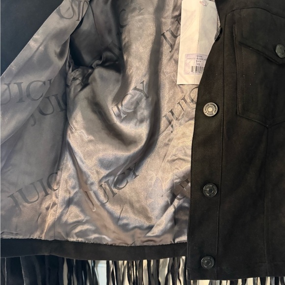 Juicy Couture Black Fringe Trucker Oversized Jacket- Size XS - Picture 11 of 11